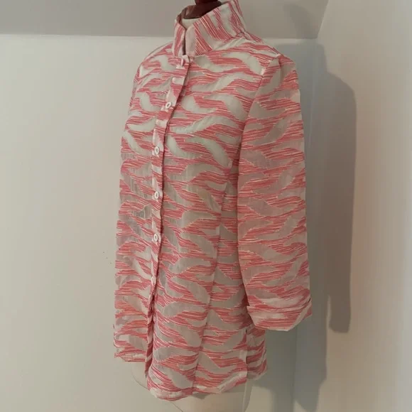 Carlisle white and pink blouse/over shirt size 8 - Picture 2 of 9
